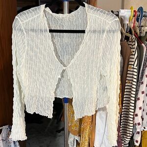 Cream Textured  gauzy Cardigan